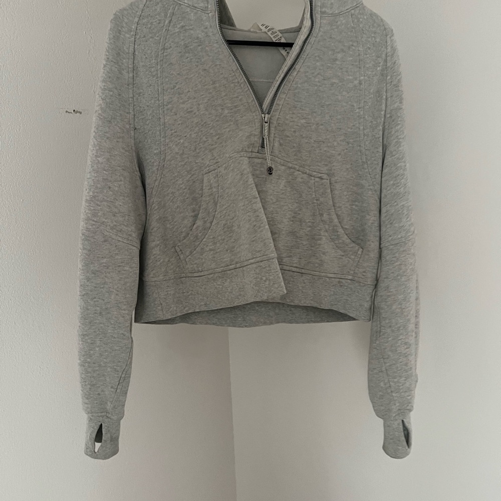 Lululemon Athletica Gray Cropped scuba Zippered Sweatshirt